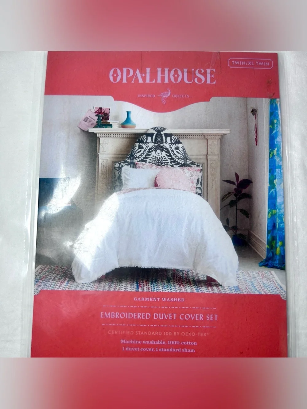New Opal House White Embroidered Twin/XL Twin Duvet Cover